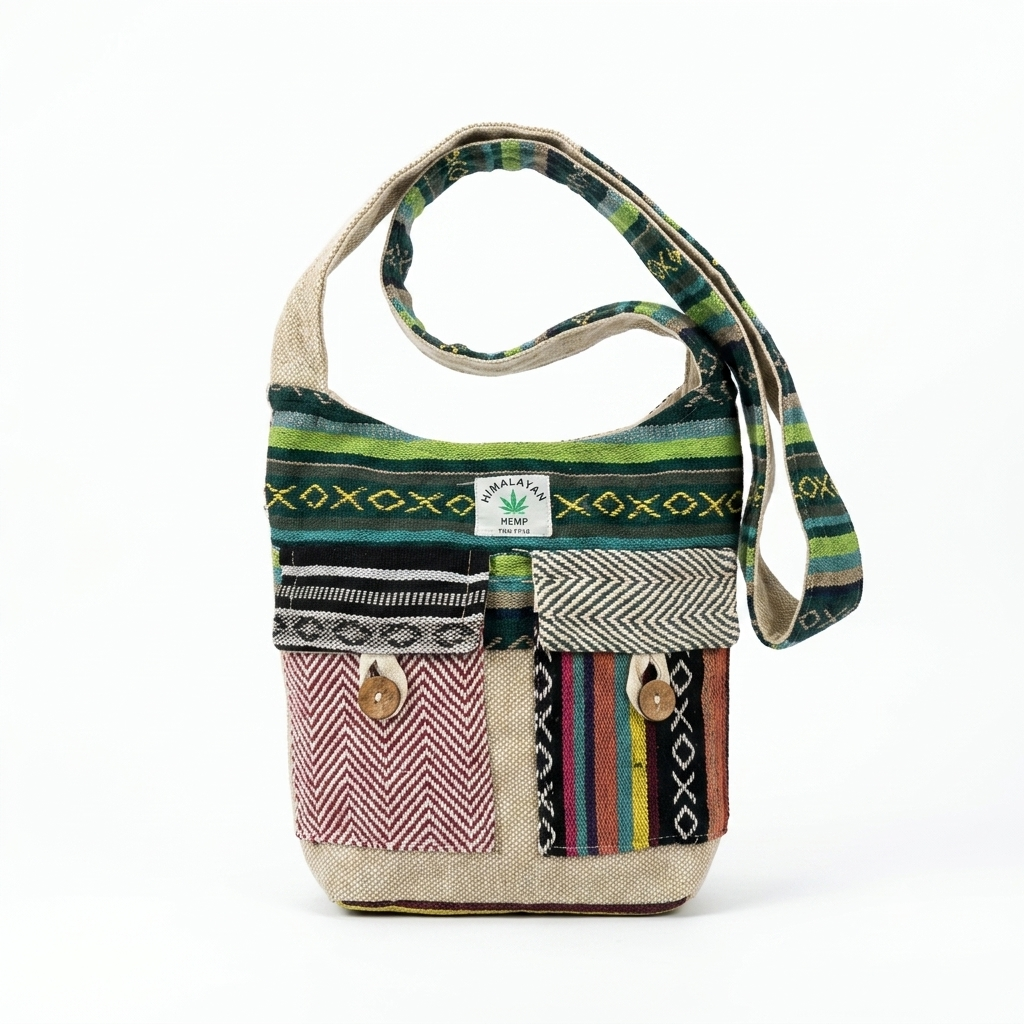 2 Pocket Hemp Jhola Bag for Travel & Everyday Use | Khojo