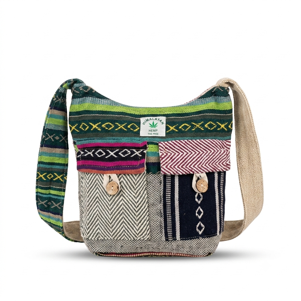 2 Pocket Hemp Jhola Bag for Travel & Everyday Use | Khojo