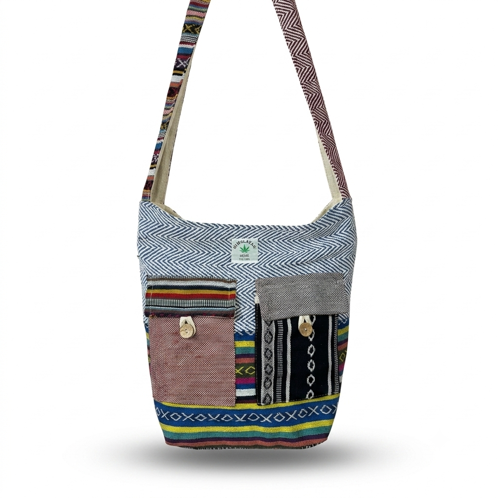2 Pocket Hemp Jhola Bag for Travel & Everyday Use | Khojo