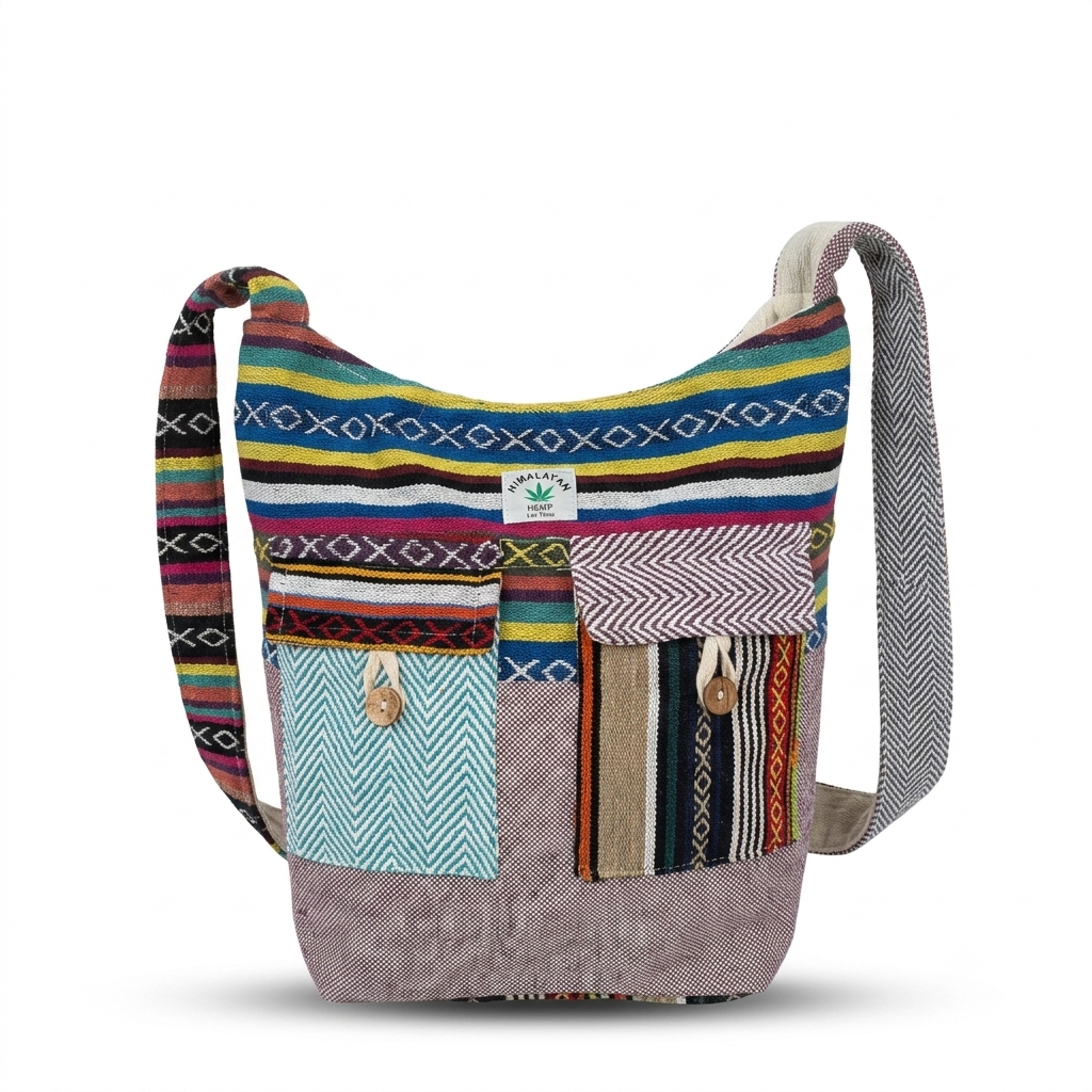 2 Pocket Hemp Jhola Bag for Travel & Everyday Use | Khojo