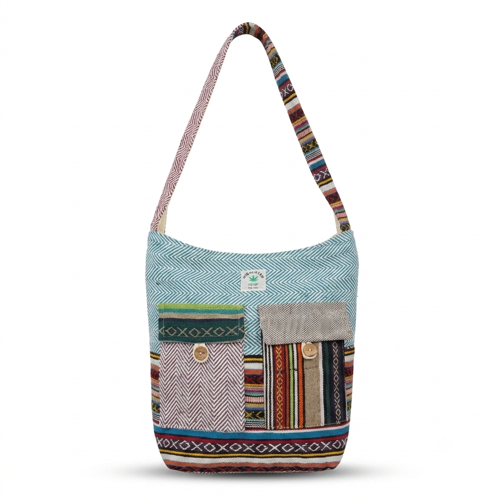 2 Pocket Hemp Jhola Bag for Travel & Everyday Use | Khojo