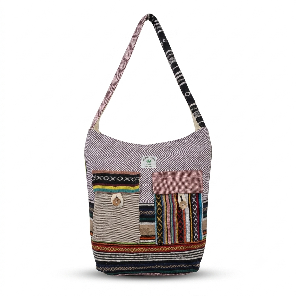 2 Pocket Hemp Jhola Bag for Travel & Everyday Use | Khojo