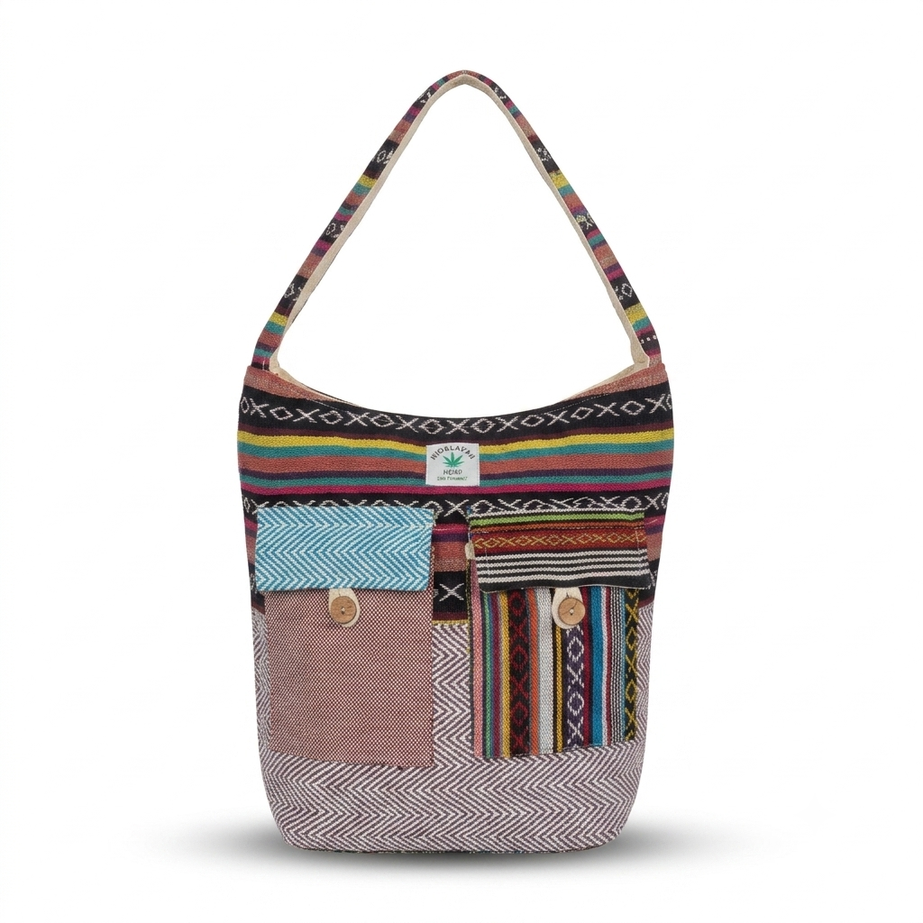 2 Pocket Hemp Jhola Bag for Travel & Everyday Use | Khojo