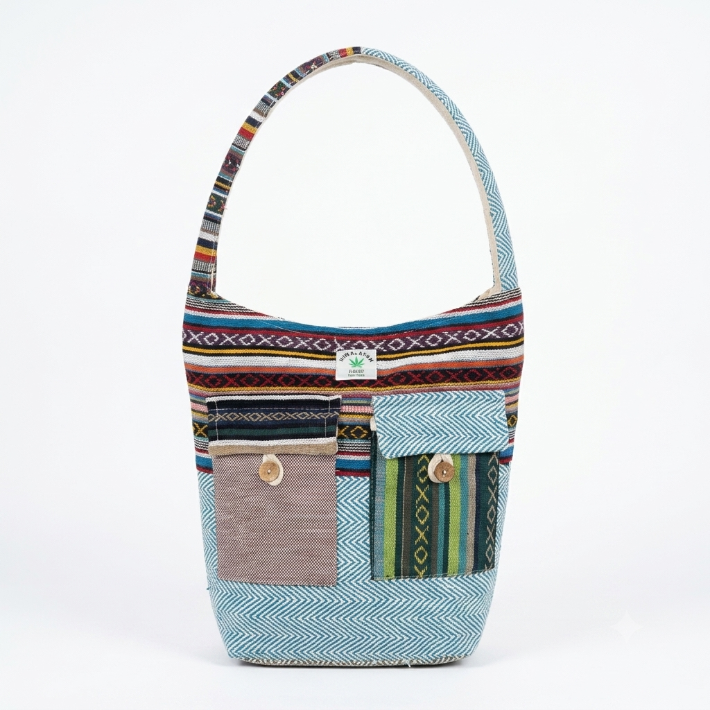 2 Pocket Hemp Jhola Bag for Travel & Everyday Use | Khojo