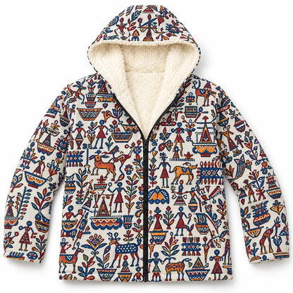 Khojo Kaarwan Jacket – Sherpa-Lined Jacquard Hooded Winter Jacket
