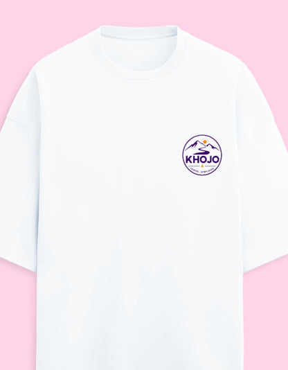 Carry Less Go Further oversized terry minimalist travel t-shirt – left-chest print, unisex drop-shoulder fit | Khojo