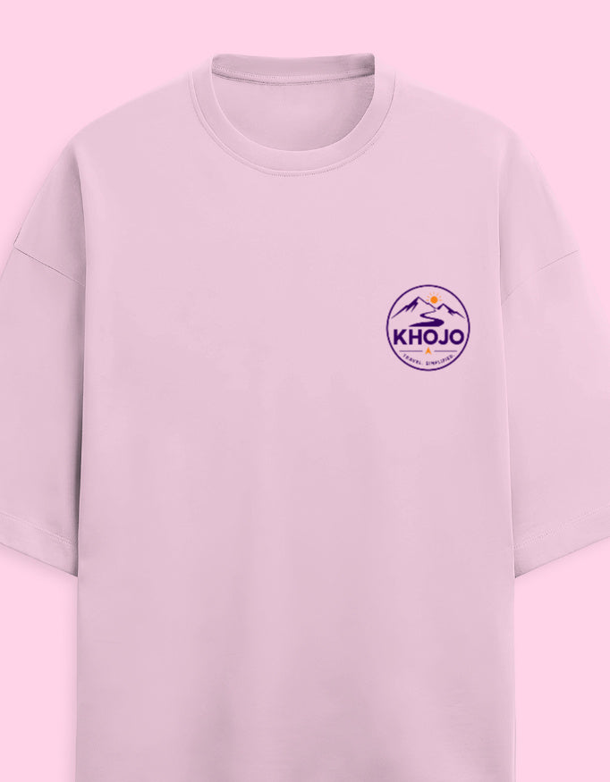 Detour Department oversized terry travel t-shirt – left-chest print, unisex drop-shoulder fit | Khojo