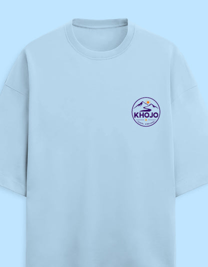 Carry Less Go Further oversized terry minimalist travel t-shirt – left-chest print, unisex drop-shoulder fit | Khojo