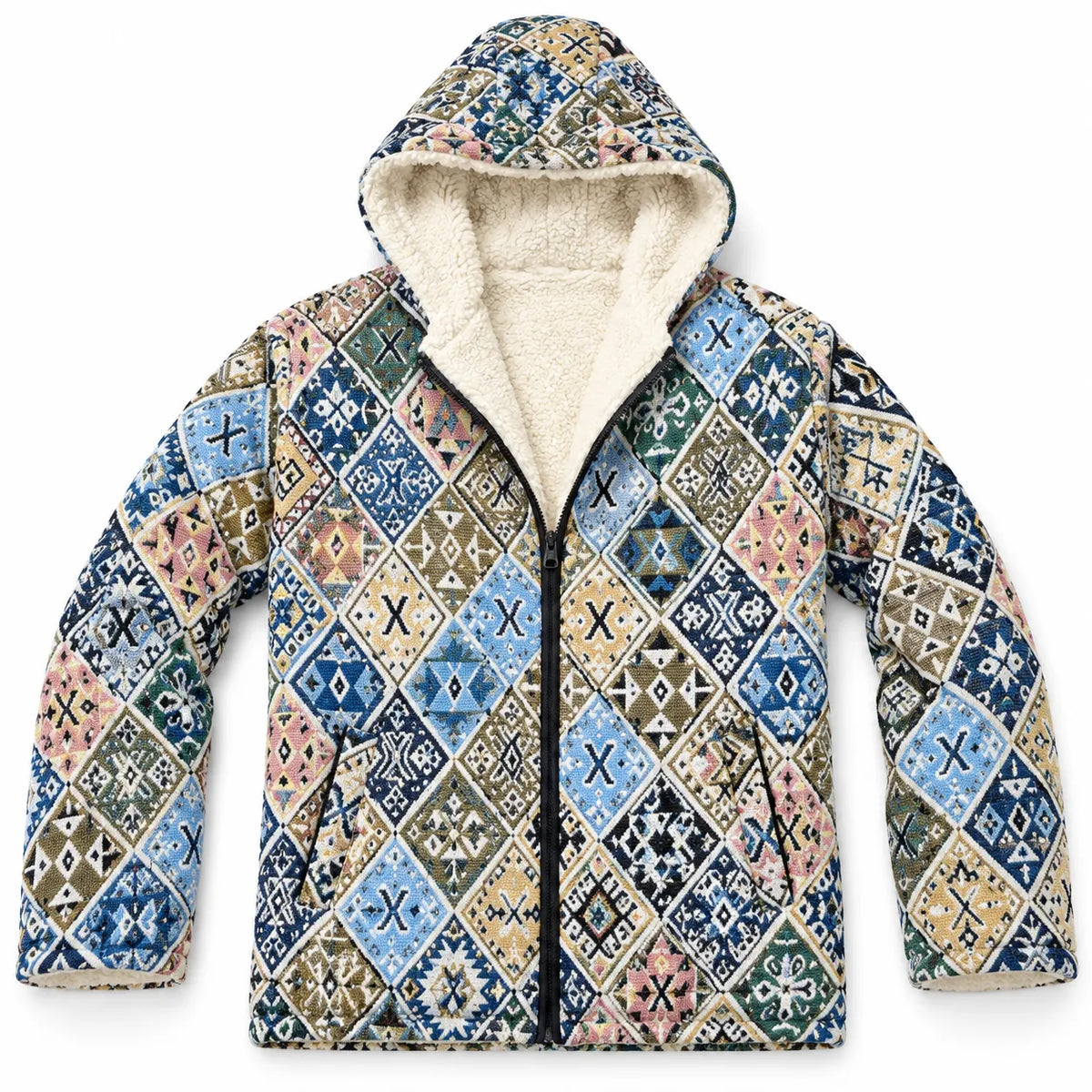 Khojo Kaarwan Jacket – Sherpa-Lined Jacquard Hooded Winter Jacket