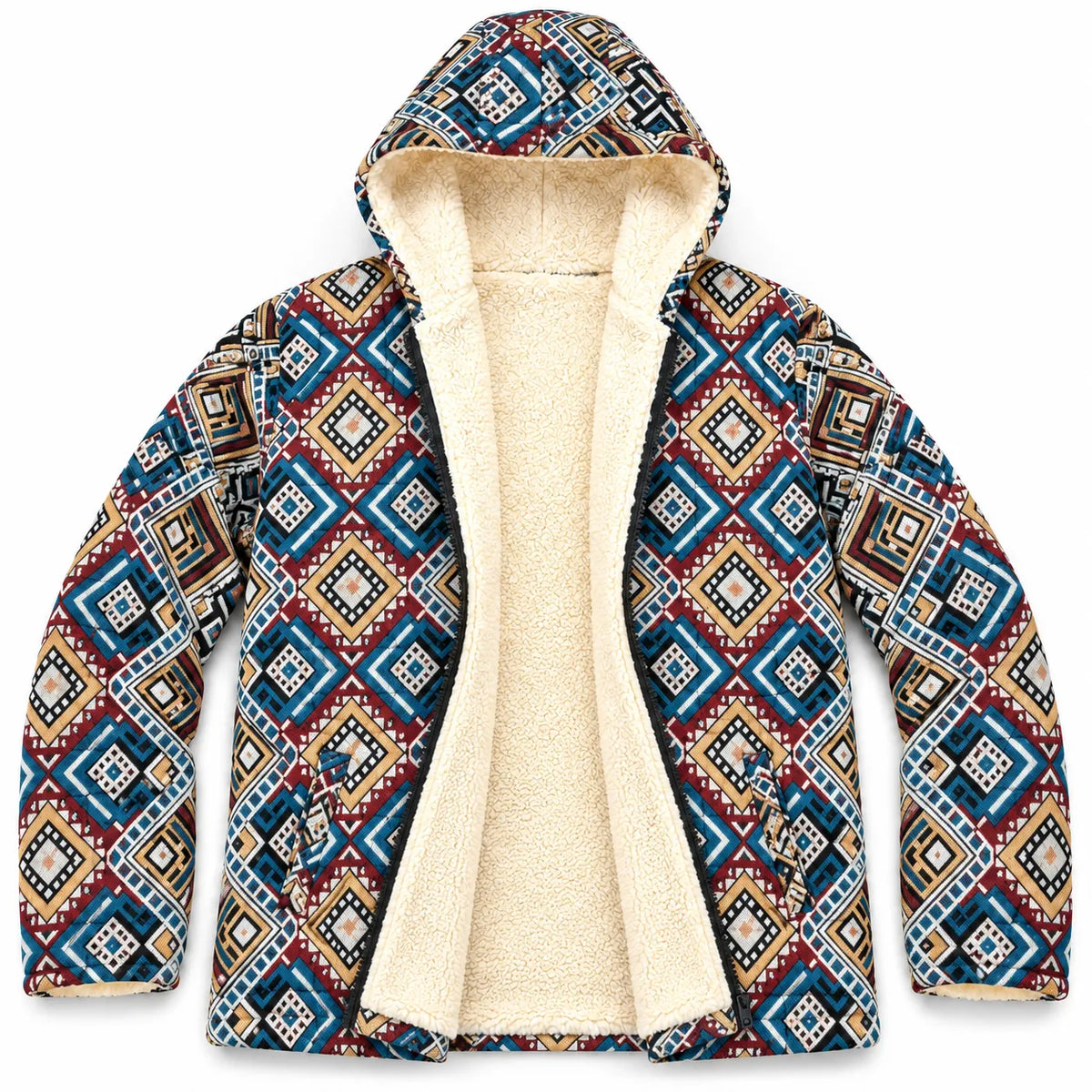 Khojo Kaarwan Jacket – Sherpa-Lined Jacquard Hooded Winter Jacket