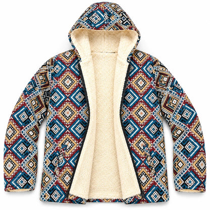 Khojo Kaarwan Jacket – Sherpa-Lined Jacquard Hooded Winter Jacket