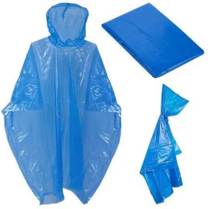 THICK DISPOSABLE RAINCOAT EMERGENCY, PACK OF 6