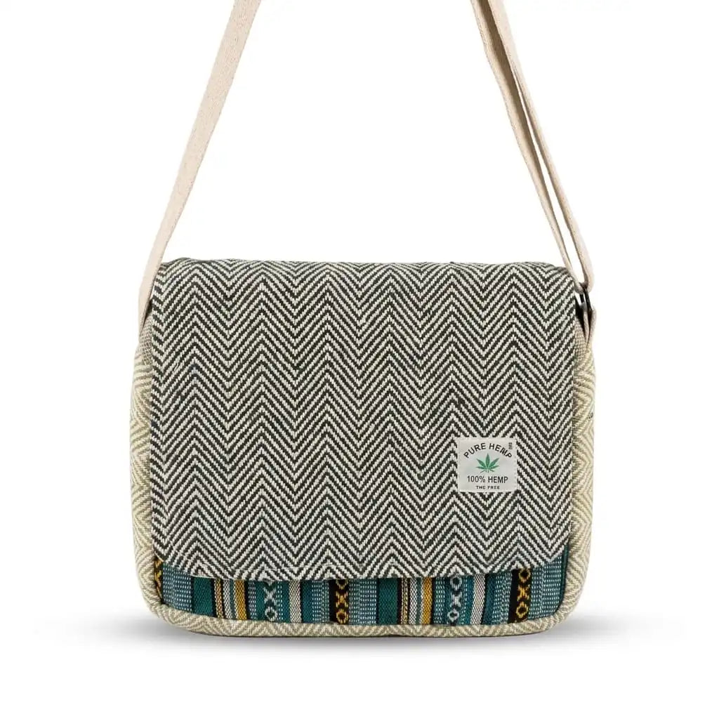 Khojo Hemp Voyager Tablet Sleeve Sling Bag - natural hemp fabric texture close-up
