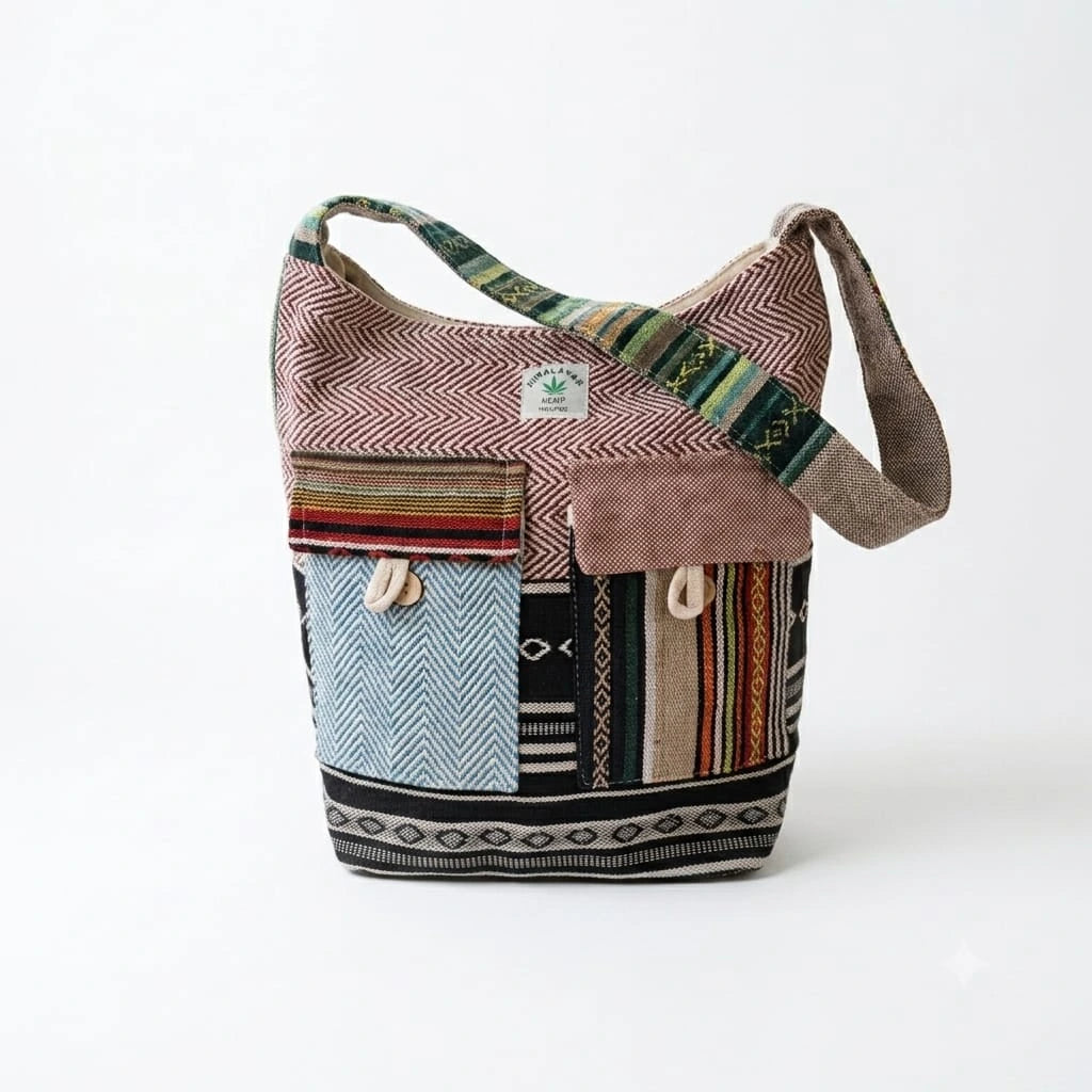 2 Pocket Hemp Jhola Bag for Travel & Everyday Use | Khojo - Hemp Bags - Khojo Store