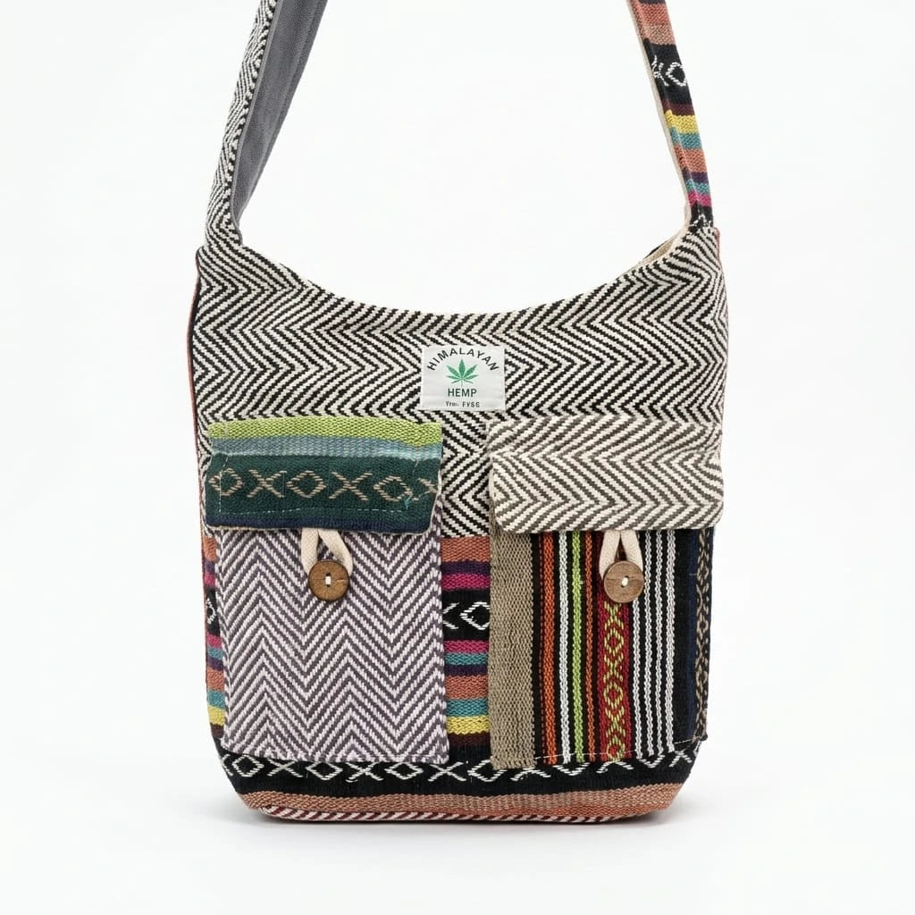 2 Pocket Hemp Jhola Bag for Travel & Everyday Use | Khojo - Hemp Bags - Khojo Store