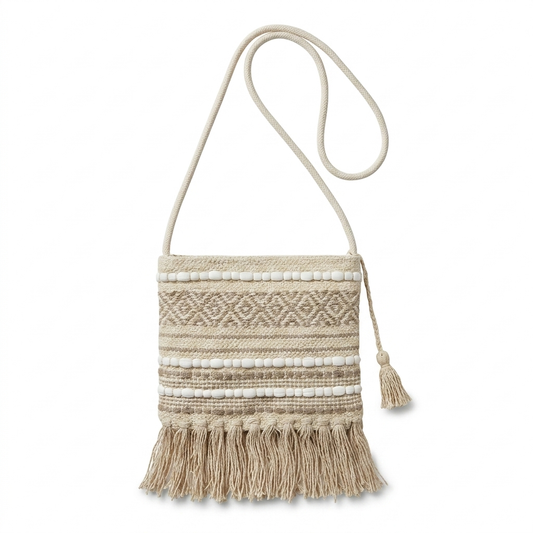 Handloom cotton sling bag for travel and daily use in India by Khojo