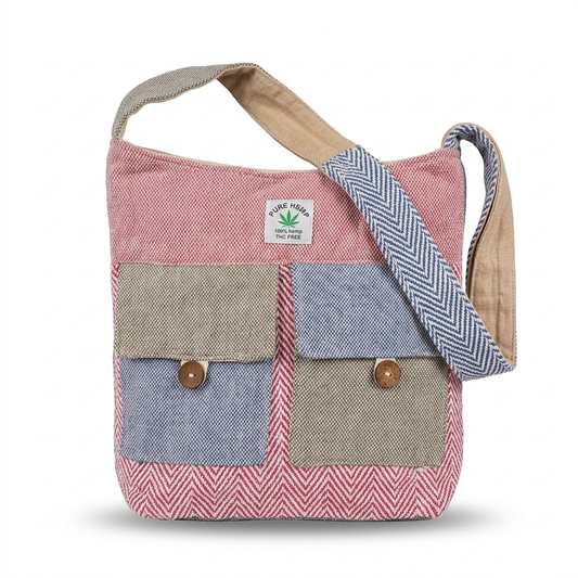 Khojo 2 Pocket Jhola Bag laid flat showing full size