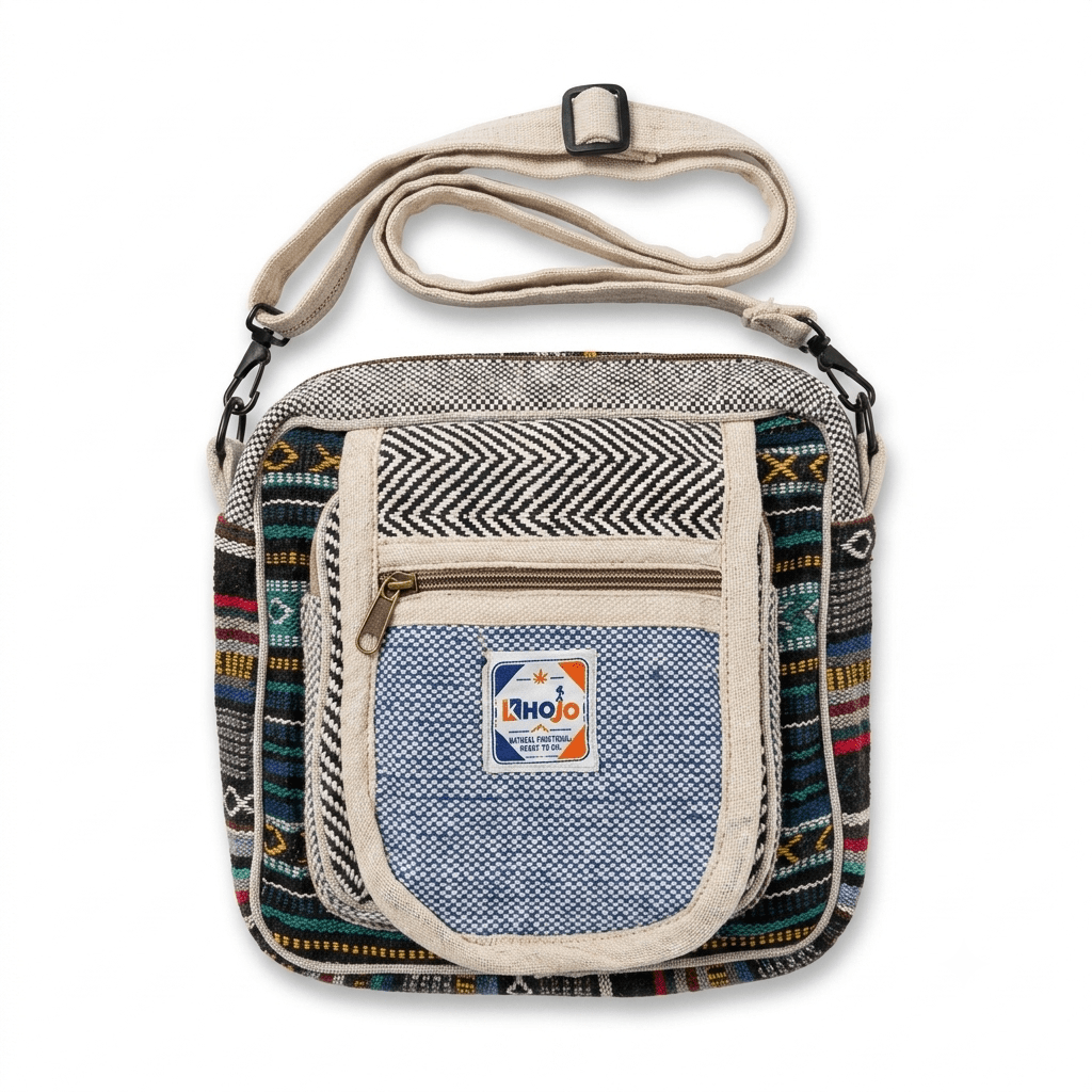 Hemp Hululu Sling Bag for Travel | Multicolor | Khojo - Hemp Bags - Khojo Store