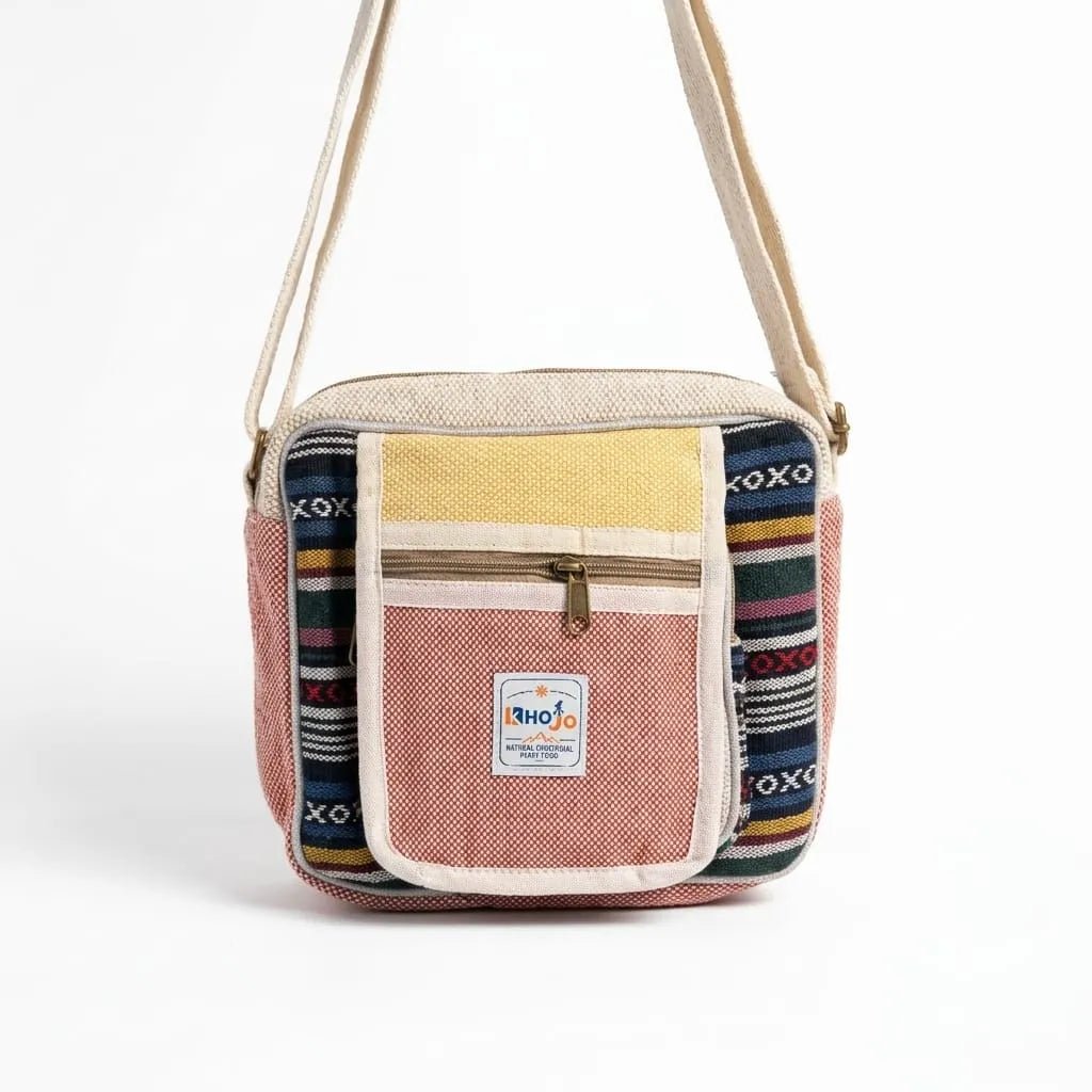 Hemp Hululu Sling Bag for Travel | Multicolor | Khojo - Hemp Bags - Khojo Store