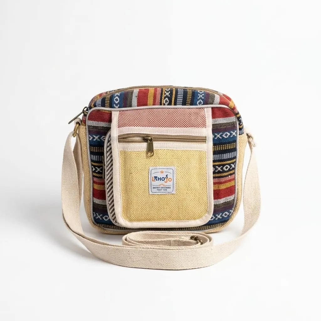 Hemp Hululu Sling Bag for Travel | Multicolor | Khojo - Hemp Bags - Khojo Store