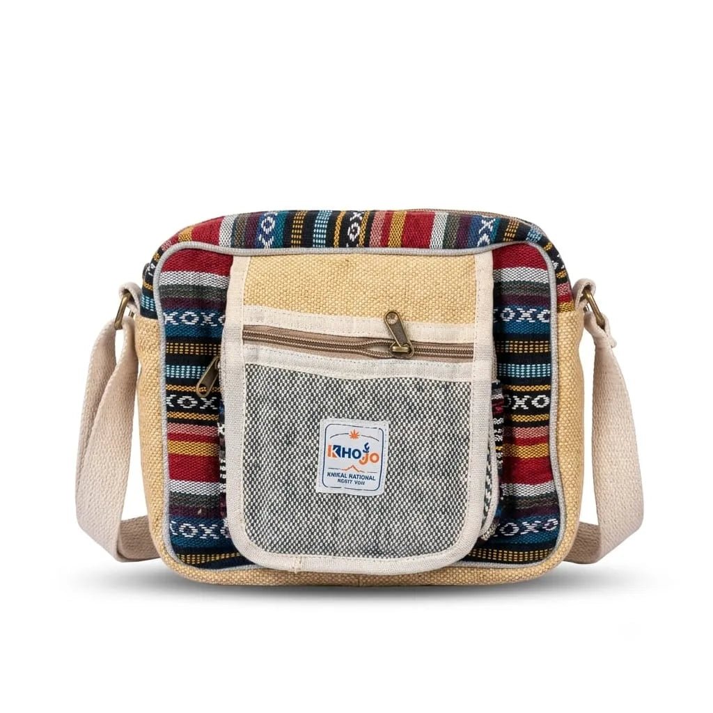 Hemp Hululu Sling Bag for Travel | Multicolor | Khojo - Hemp Bags - Khojo Store