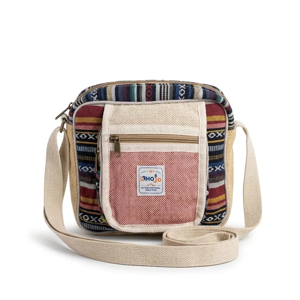 Hemp Hululu Sling Bag for Travel | Multicolor | Khojo - Hemp Bags - Khojo Store