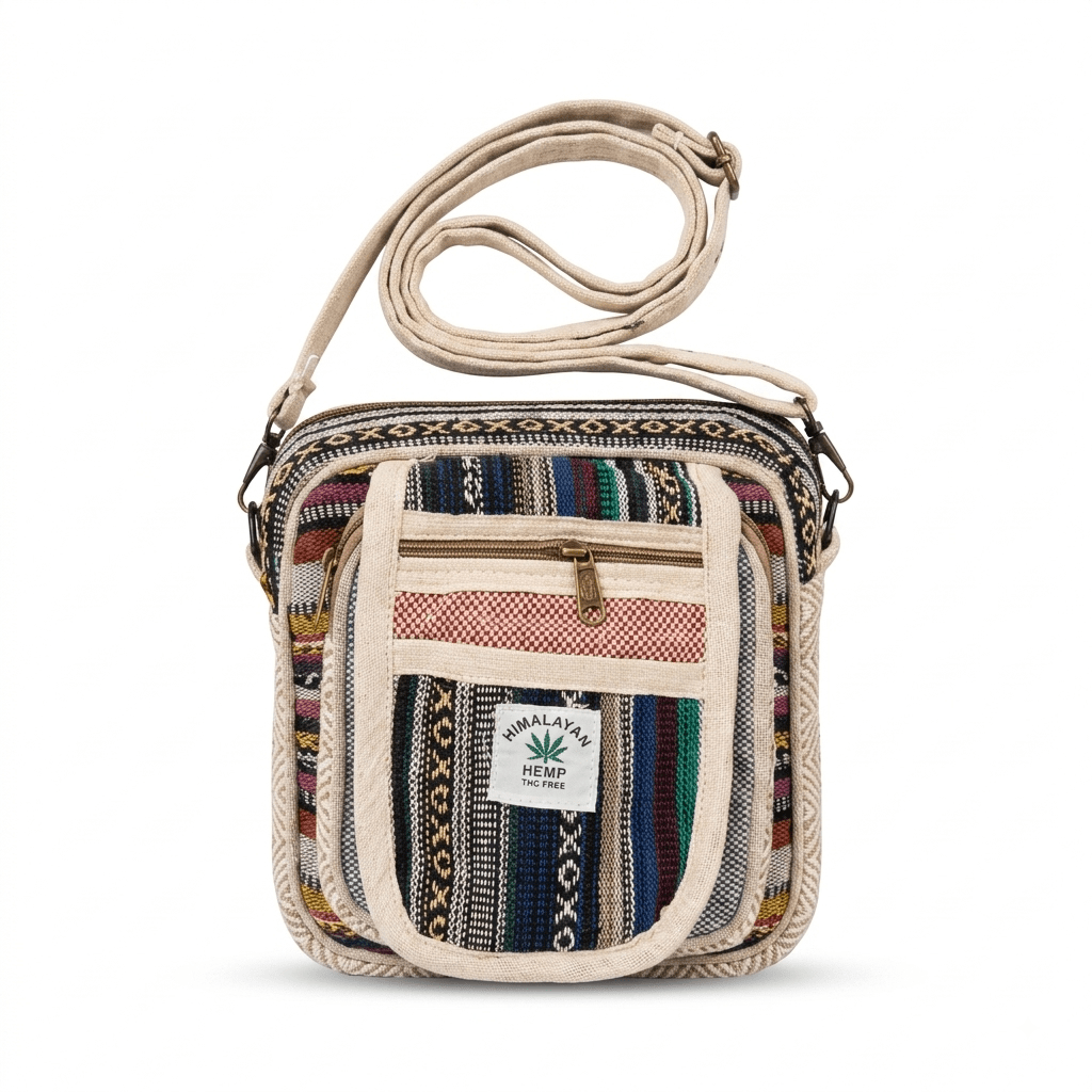Hemp Hululu Sling Bag for Travel | Multicolor | Khojo - Hemp Bags - Khojo Store