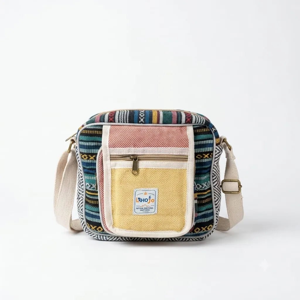 Hemp Hululu Sling Bag for Travel | Multicolor | Khojo - Hemp Bags - Khojo Store