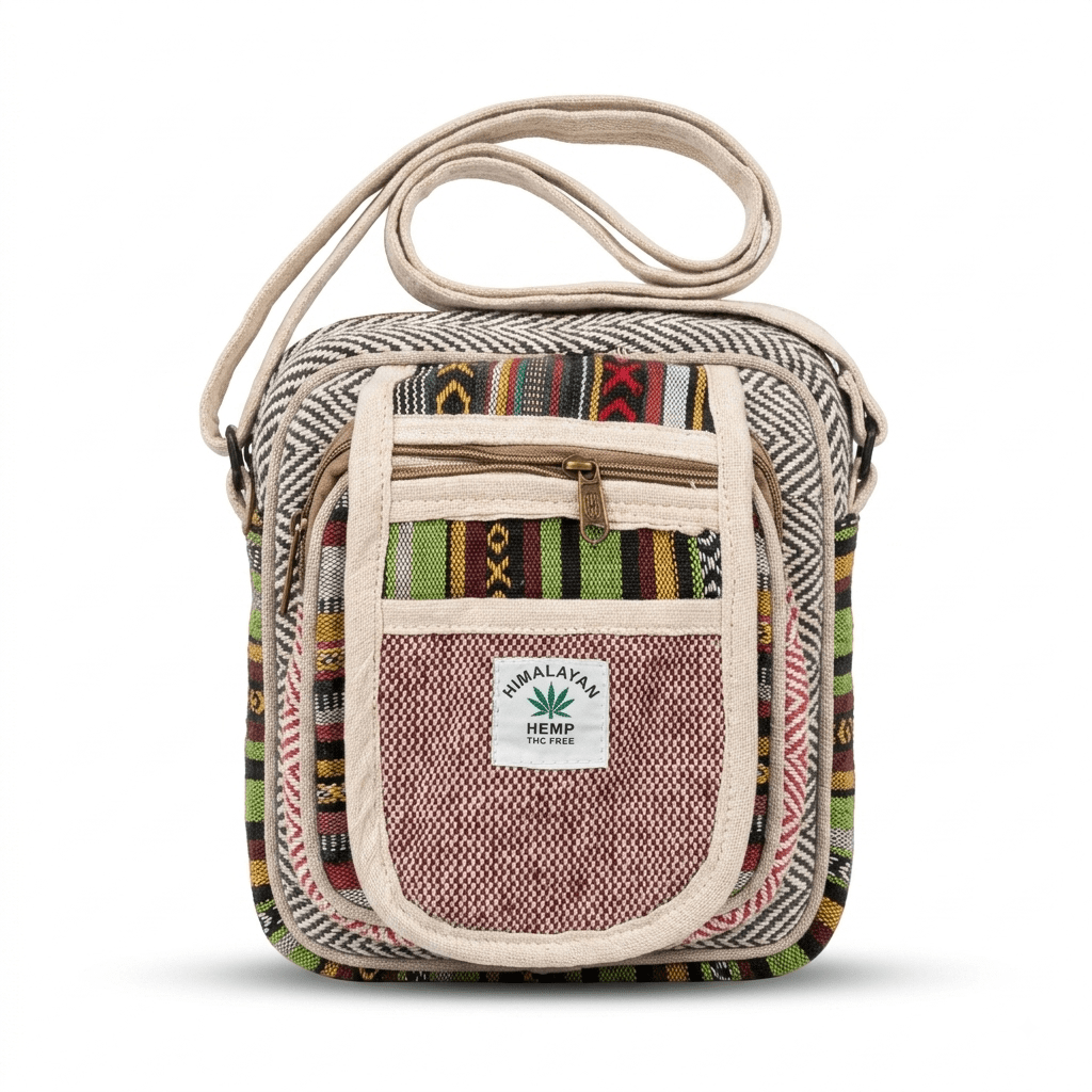 Hemp Hululu Sling Bag for Travel | Multicolor | Khojo - Hemp Bags - Khojo Store