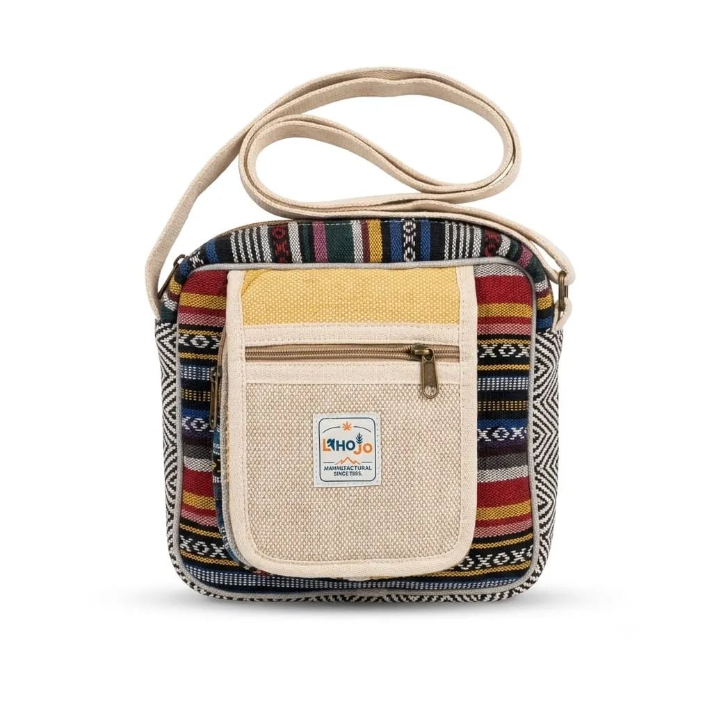 Hemp Hululu Sling Bag for Travel | Multicolor | Khojo - Hemp Bags - Khojo Store