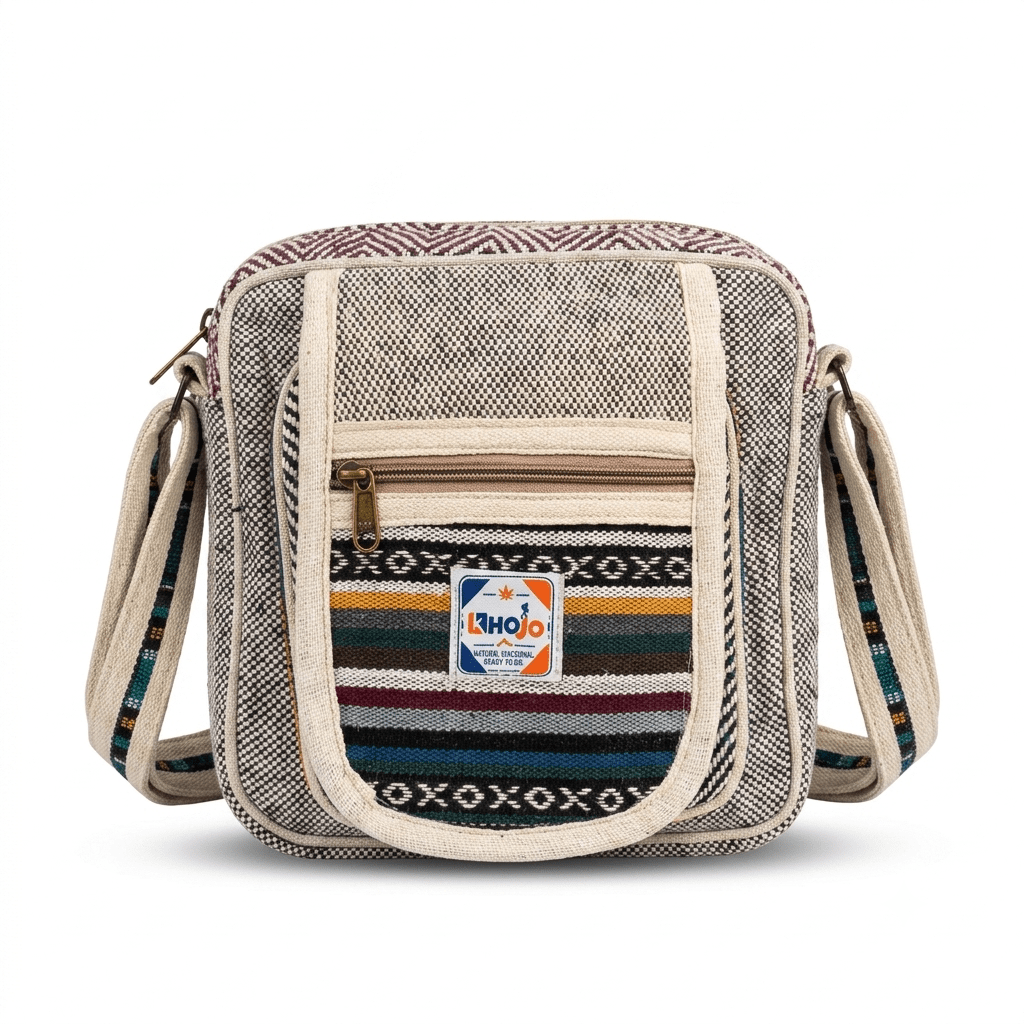 Hemp Hululu Sling Bag for Travel | Multicolor | Khojo - Hemp Bags - Khojo Store