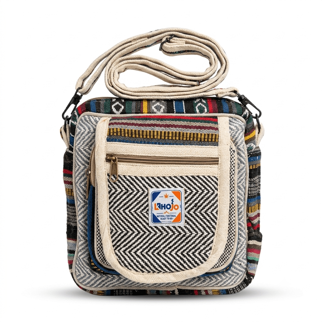 Hemp Hululu Sling Bag for Travel | Multicolor | Khojo - Hemp Bags - Khojo Store