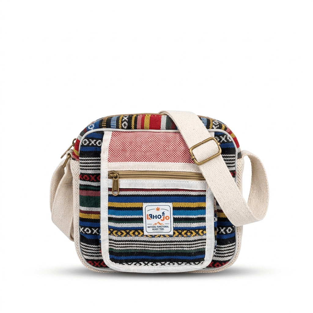 Hemp Hululu Sling Bag for Travel | Multicolor | Khojo - Hemp Bags - Khojo Store
