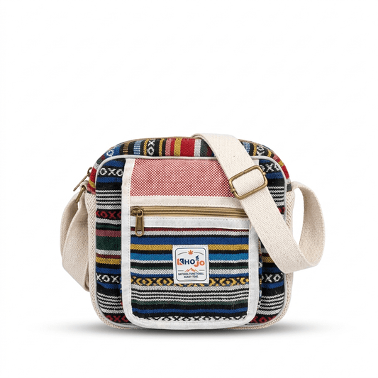 Hemp Hululu Sling Bag for Travel | Multicolor | Khojo - Hemp Bags - Khojo Store