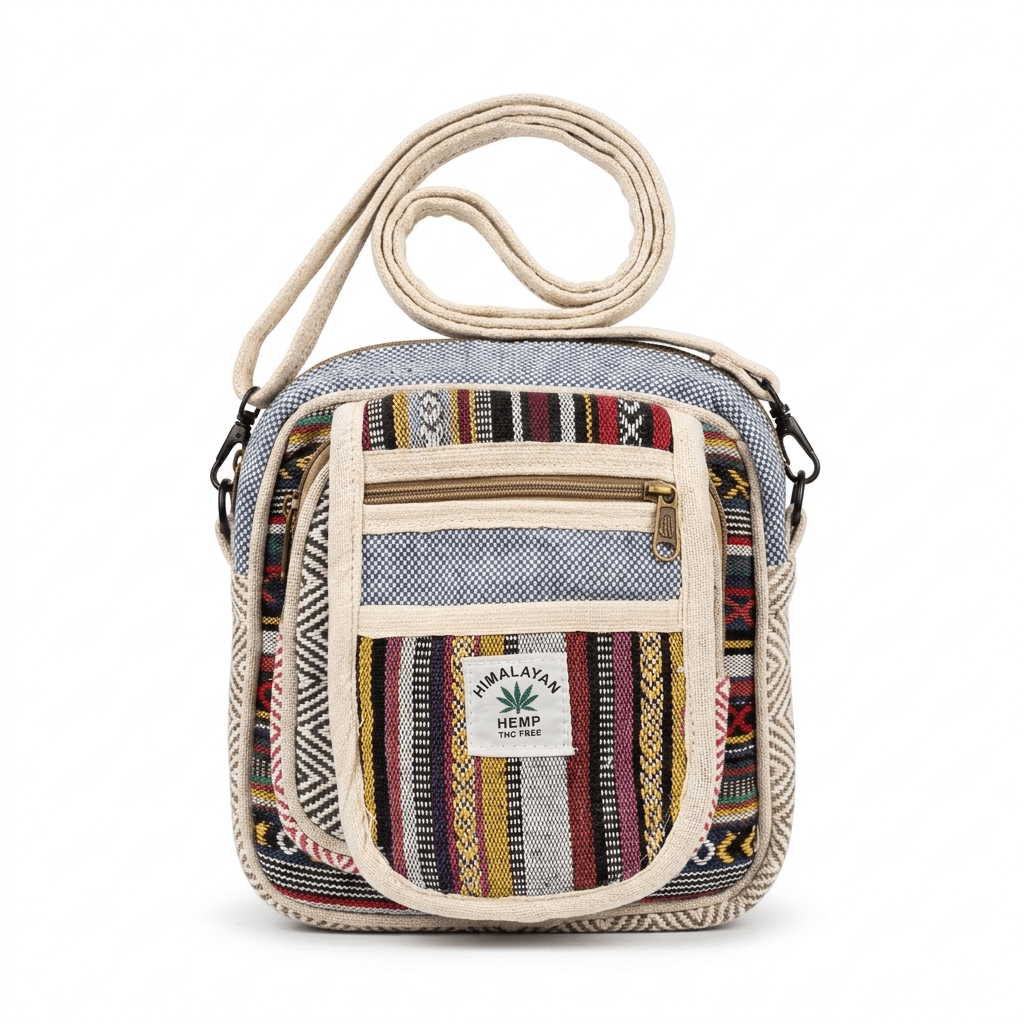 Hemp Hululu Sling Bag for Travel | Multicolor | Khojo - Hemp Bags - Khojo Store