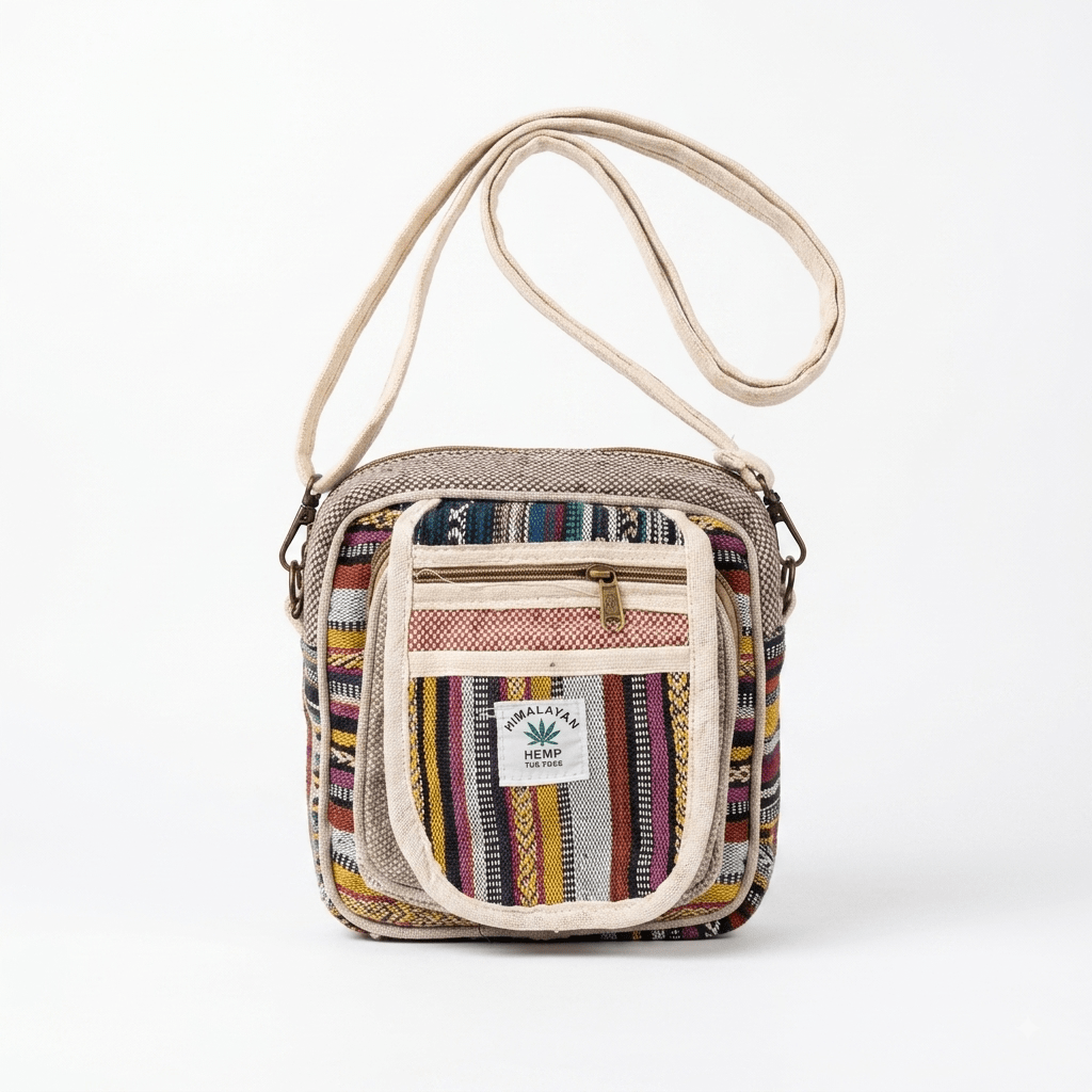 Hemp Hululu Sling Bag for Travel | Multicolor | Khojo - Hemp Bags - Khojo Store