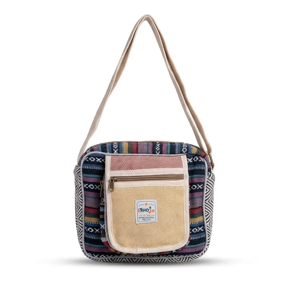Hemp Hululu Sling Bag for Travel | Multicolor | Khojo - Hemp Bags - Khojo Store