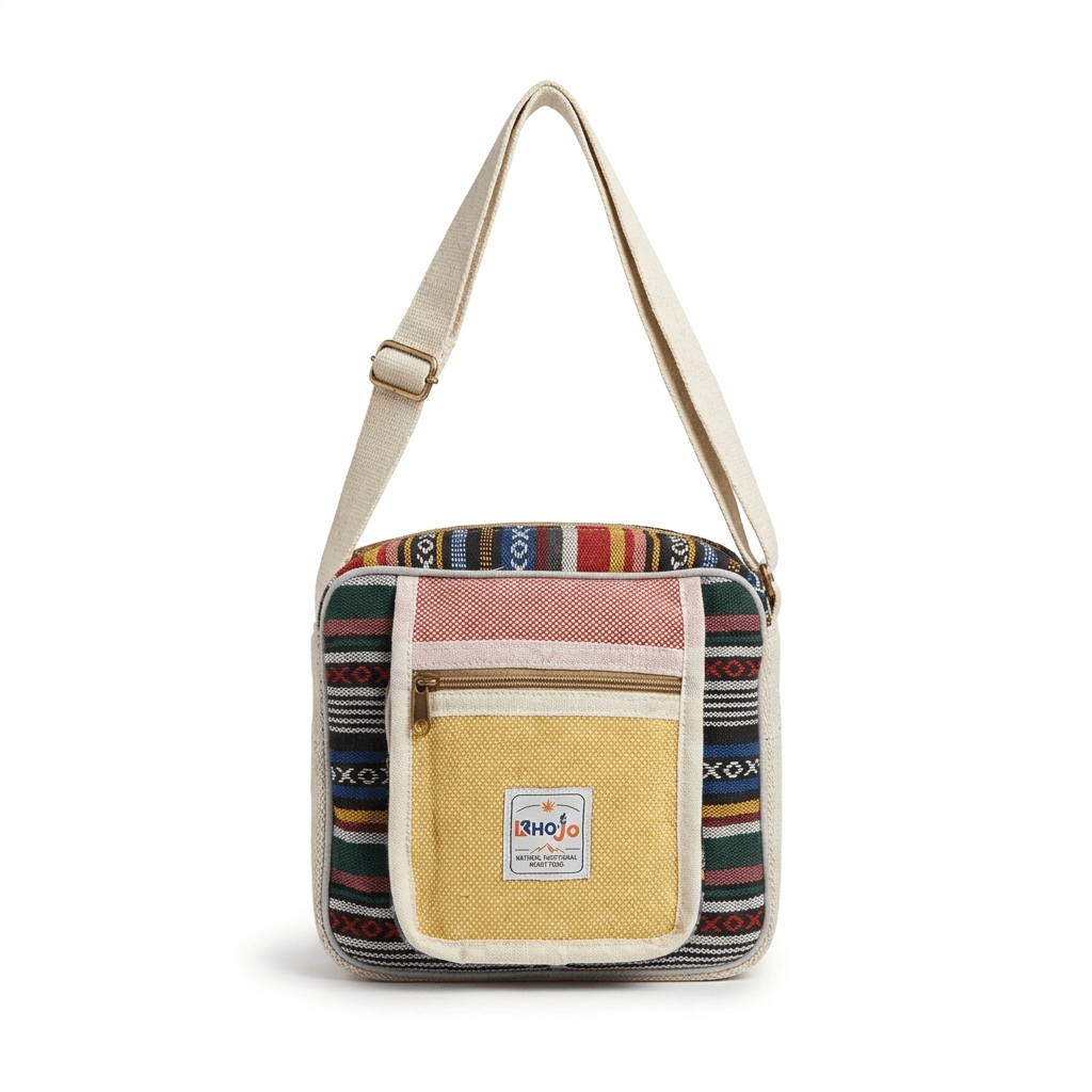 Hemp Hululu Sling Bag for Travel | Multicolor | Khojo - Hemp Bags - Khojo Store