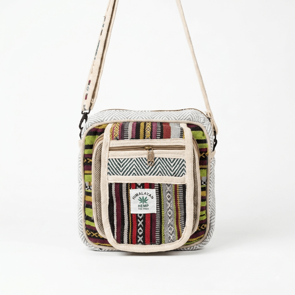Hemp Hululu Sling Bag for Travel | Multicolor | Khojo - Hemp Bags - Khojo Store
