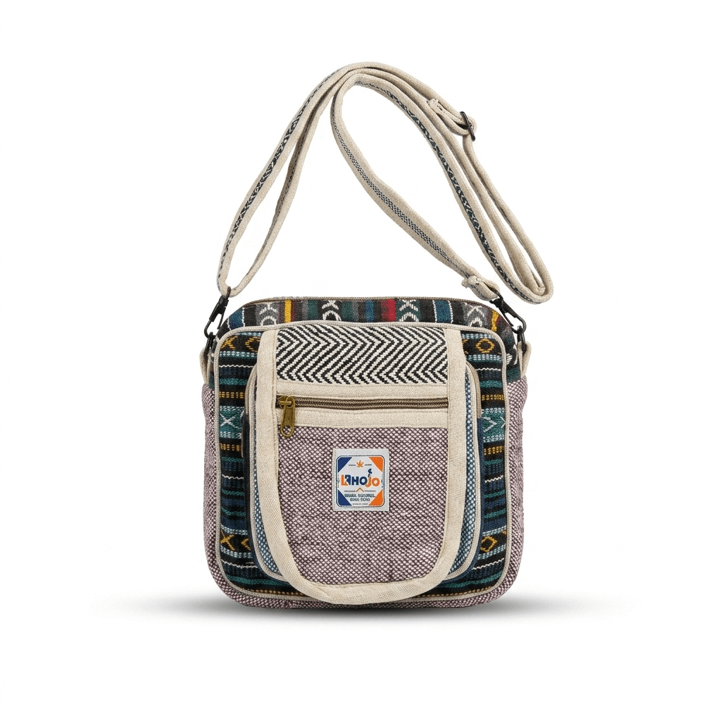 Hemp Hululu Sling Bag for Travel | Multicolor | Khojo - Hemp Bags - Khojo Store