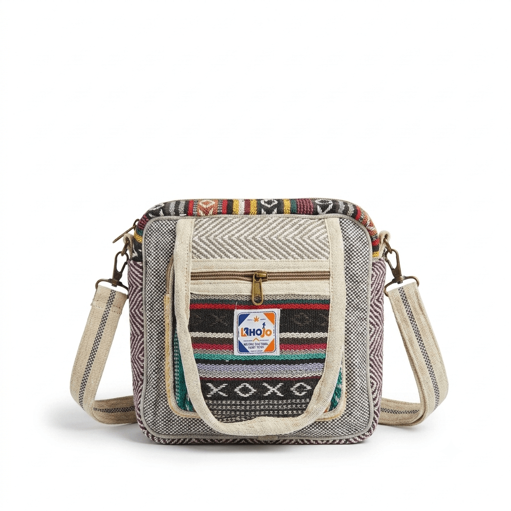 Hemp Hululu Sling Bag for Travel | Multicolor | Khojo - Hemp Bags - Khojo Store