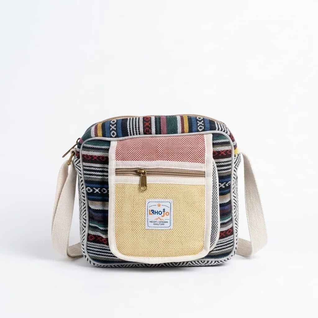 Hemp Hululu Sling Bag for Travel | Multicolor | Khojo - Hemp Bags - Khojo Store