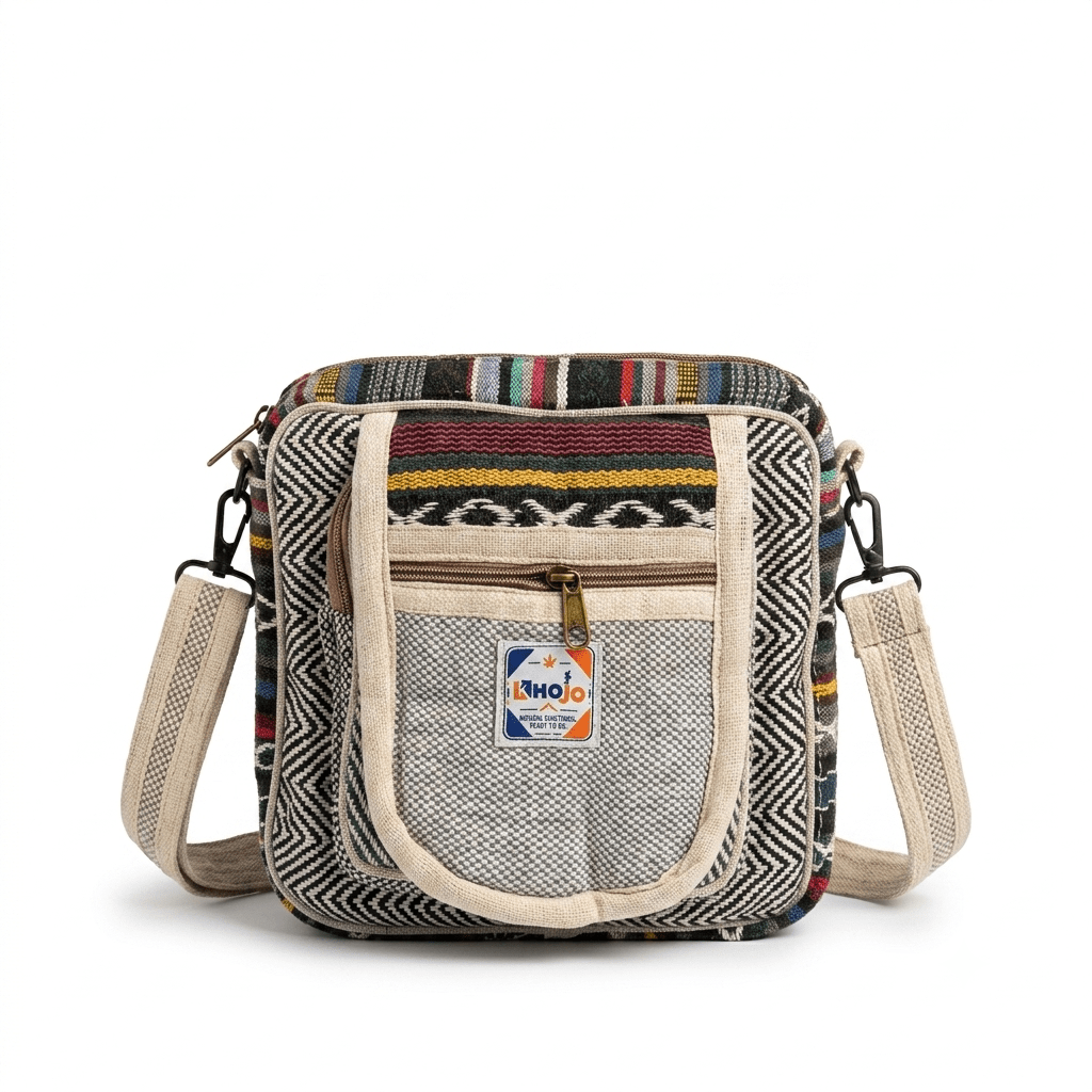 Hemp Hululu Sling Bag for Travel | Multicolor | Khojo - Hemp Bags - Khojo Store