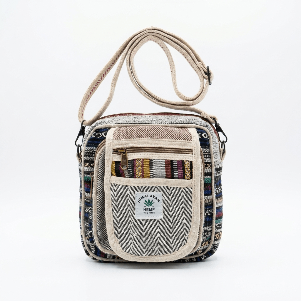 Hemp Hululu Sling Bag for Travel | Multicolor | Khojo - Hemp Bags - Khojo Store