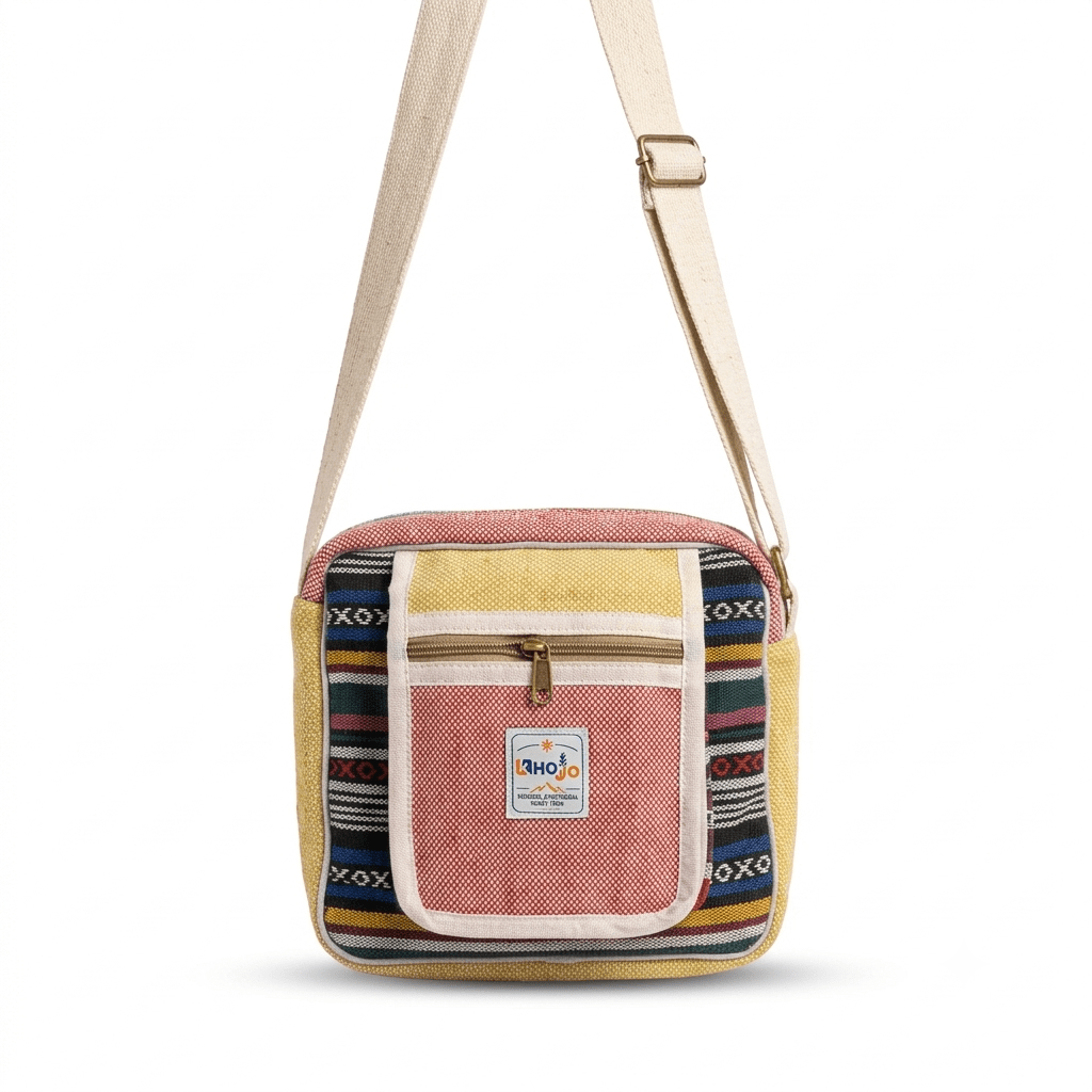 Hemp Hululu Sling Bag for Travel | Multicolor | Khojo - Hemp Bags - Khojo Store