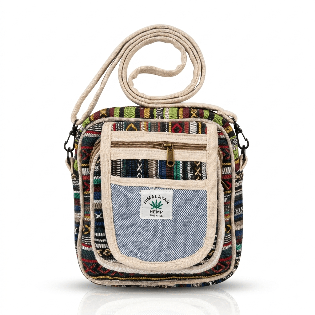 Hemp Hululu Sling Bag for Travel | Multicolor | Khojo - Hemp Bags - Khojo Store