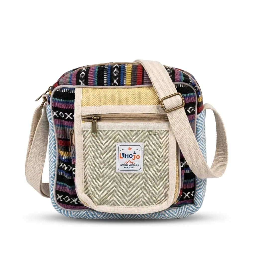 Hemp Hululu Sling Bag for Travel | Multicolor | Khojo - Hemp Bags - Khojo Store