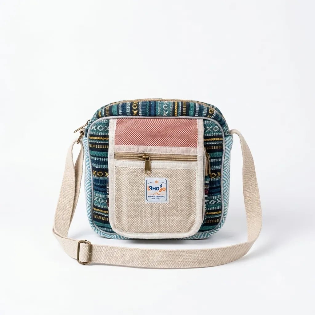 Hemp Hululu Sling Bag for Travel | Multicolor | Khojo - Hemp Bags - Khojo Store