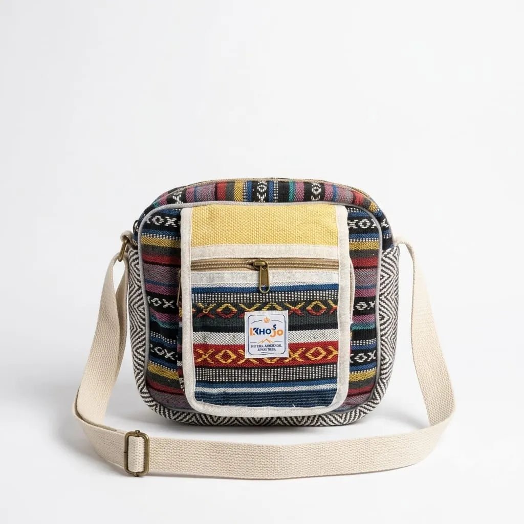 Hemp Hululu Sling Bag for Travel | Multicolor | Khojo - Hemp Bags - Khojo Store