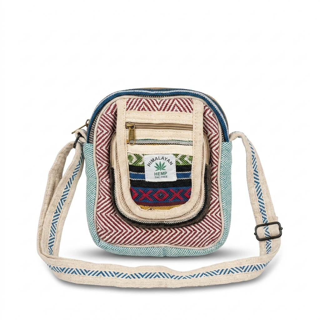 Unisex multicolor hemp sling bag for men and women in India by Khojo